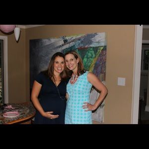Navy Maternity Short Sleeve Dress